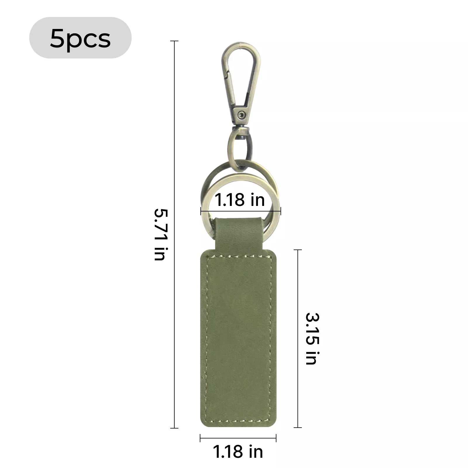 Xtool olive green leather wide keychain size