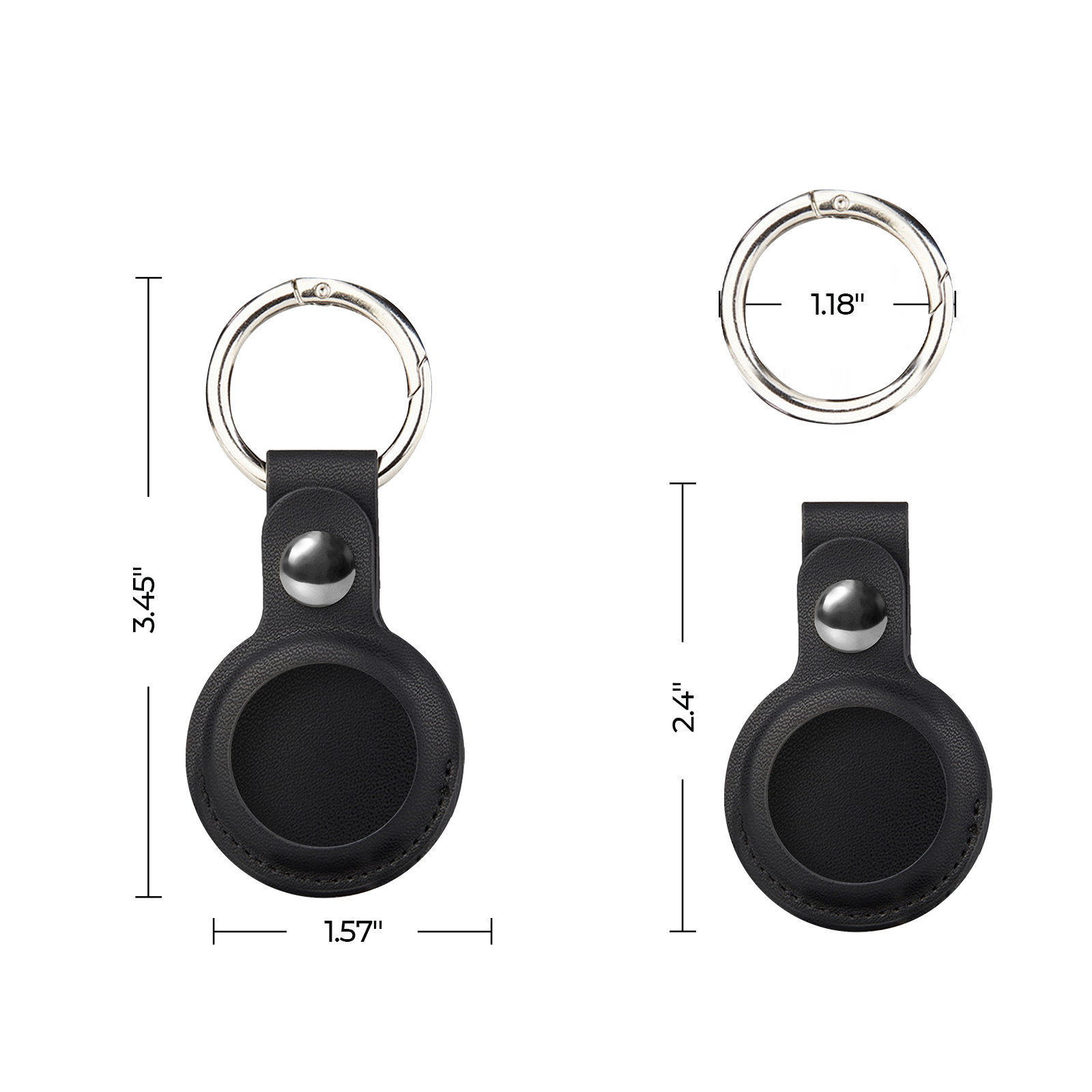 マルチカラーPUレザーキーリング Apple AirTagホルダー用（4個）