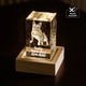 laser engraved dog 3d crystal with light base
