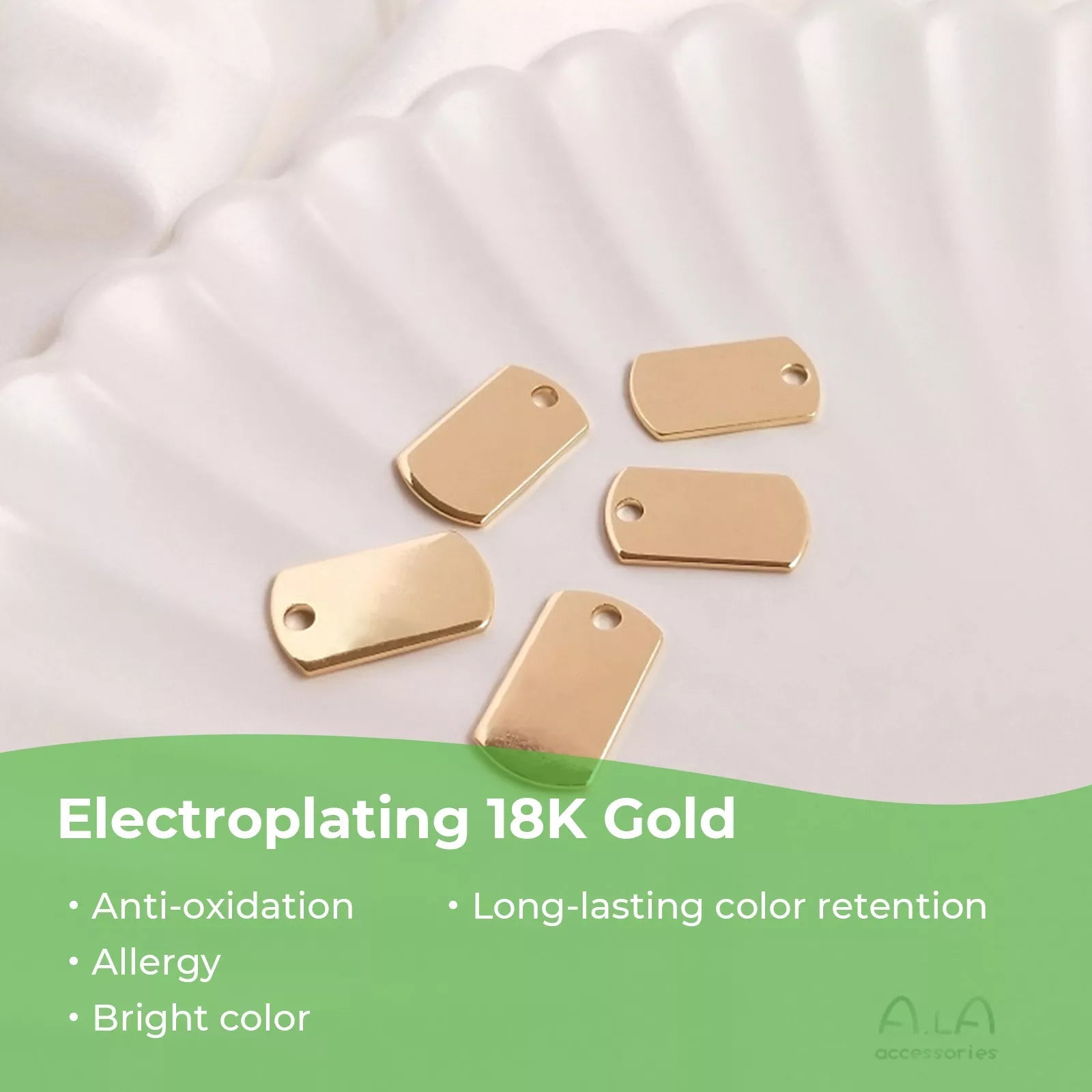 14K Gold Plated Rectangle Lettering Pendant (20pcs)